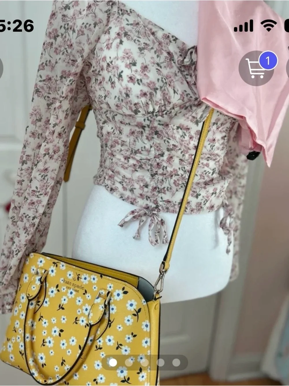 kate spade Yellow Floral Satchel with White Daisy Print